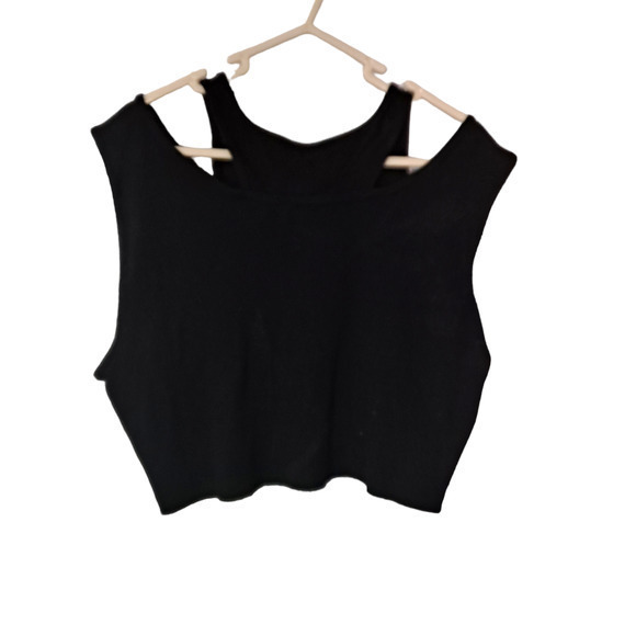 H&M Womens Sleeveless Ribbed Jersey Double-layered Cropped Top Black‎ Size XXL - Picture 3 of 6